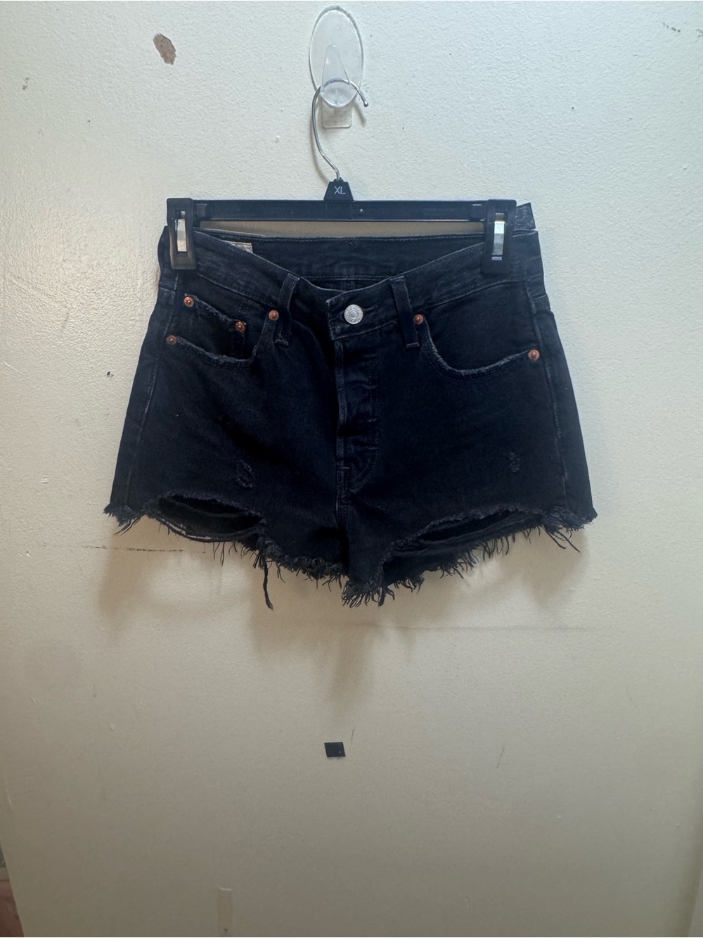 Women’s Levi's Black 501 denim Cutoff Shorts size 25 - Picture 4 of 5